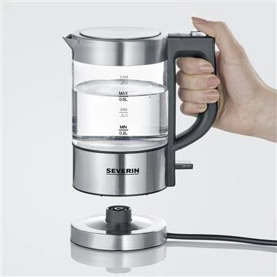Severin Glazen Mini Waterkoker 1100W 0,5 LWK 3472 4 Severin Glazen Mini Waterkoker 1100W 0,5 LWK 3472 - Afbeelding 2